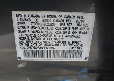 2008 Acura Mdx Technology Package z USA, uszkodzony, nr VIN 2HNYD28388H535189